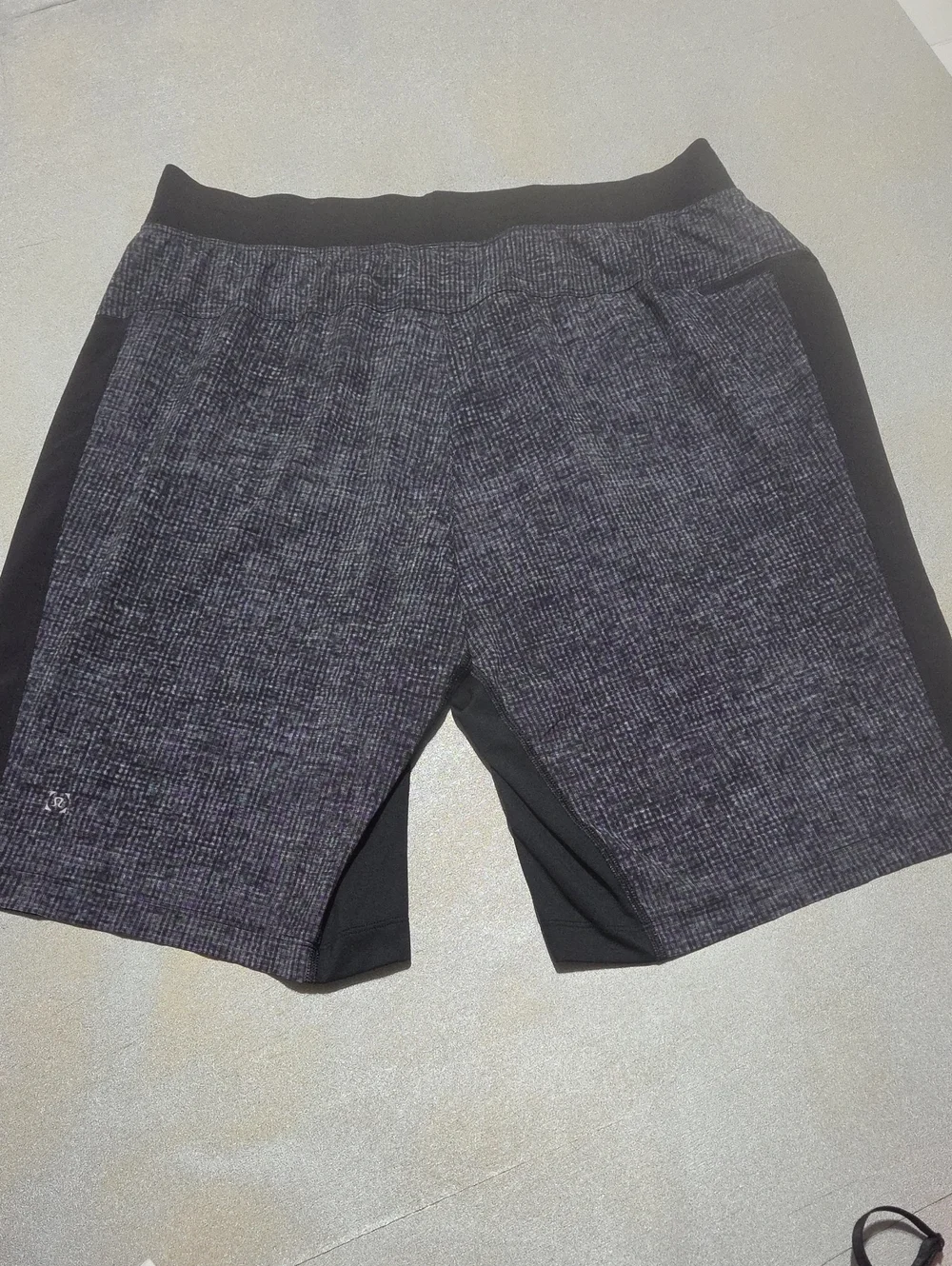 lululemon athletica Men's Heathered Charcoal and Black Athletic Shorts
